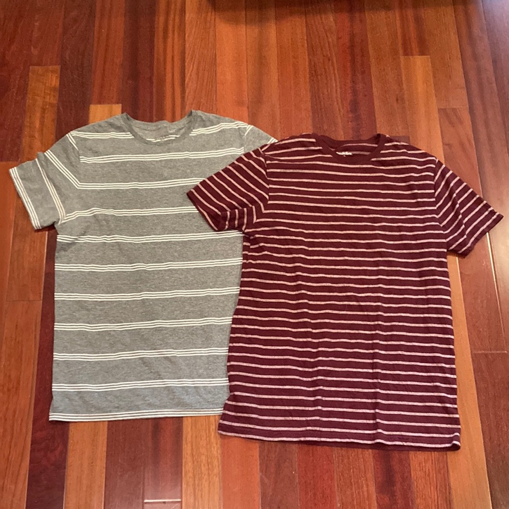 Good fellow Medium Striped T-Shirts, One Maroon Red And One Grey